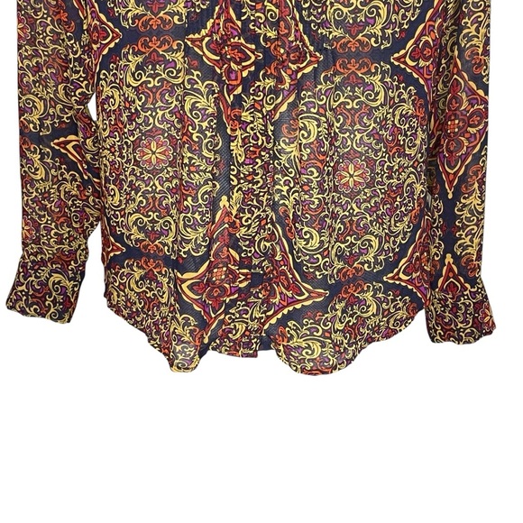 Banana Republic Long Sleeve Paisley Baroque Blouse Sz S – Multicolor Fall Top - Picture 7 of 14
